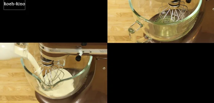 Eiweiß mit Salz und Sahne steif schlagen.