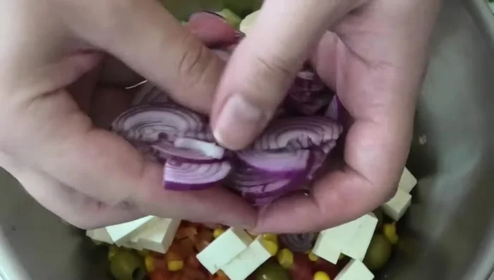 Frische, rote Zwiebeln untermischen.