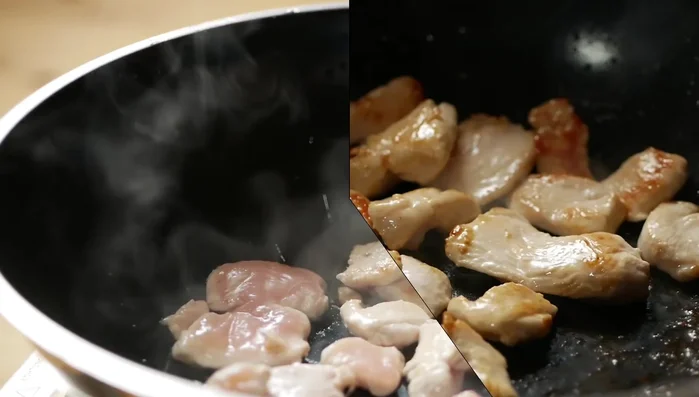 Korianderstängel, Knoblauch und Ingwer hinzufügen und 1 Minute mitbraten.