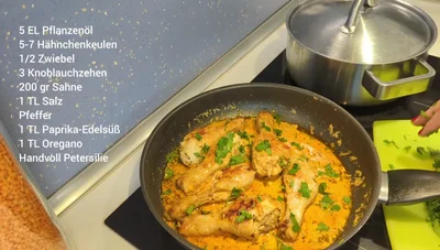 Hähnchenkeulen in Sahnesauce: Rezept & Videoanleitung