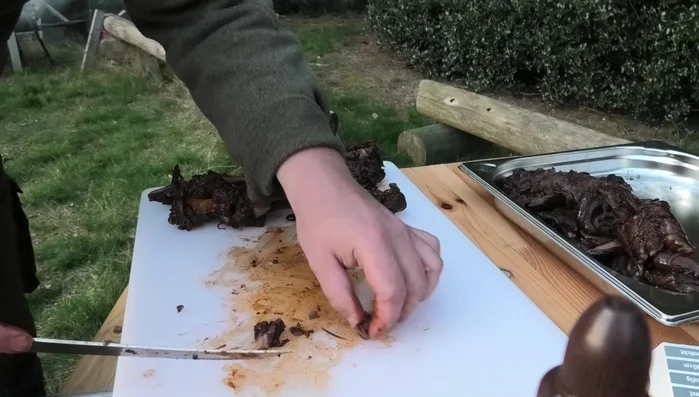 Fleisch in die Soße geben und servieren (638.19, 644.519).