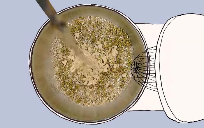 Roggenschrot, Malzextrakt, Hefe, Wasser, Salz und Zuckerrübensirup zu einem Teig vermischen. (Die genauen Mengenangaben variieren je nach Rezept und gewünschter Konsistenz. Experimentieren Sie ruhig!)